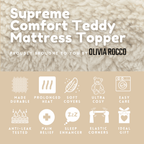 OLIVIA ROCCO Mattress Topper Supreme Comfort Extra Deep Dual Sided Fluffy Teddy OEKO-TEX - Joe’s Haven