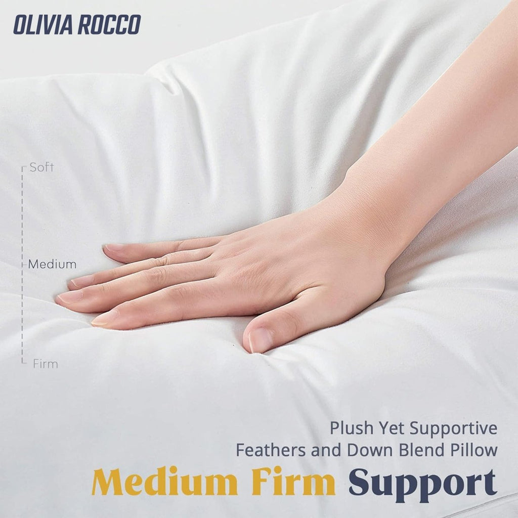 OLIVIA ROCCO 2 Pack Hypoallergenic Duck Feather And Down Pillows Hotel Quality Comfort - Joe’s Haven