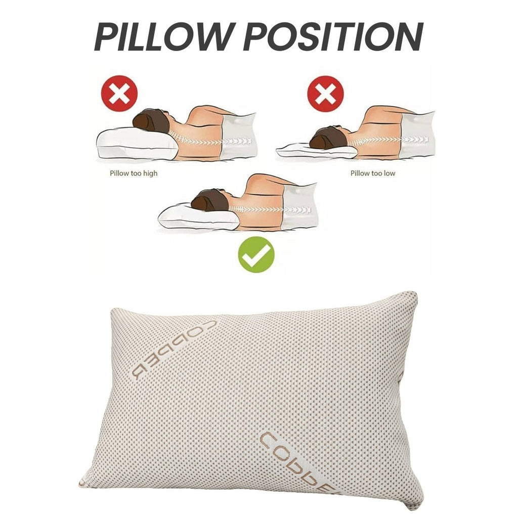 OLIVIA ROCCO Copper Infused Memory Foam Pillow For Skin Health Hypoallergenic Super Soft Hotel - Style Comfort - Joe’s Haven