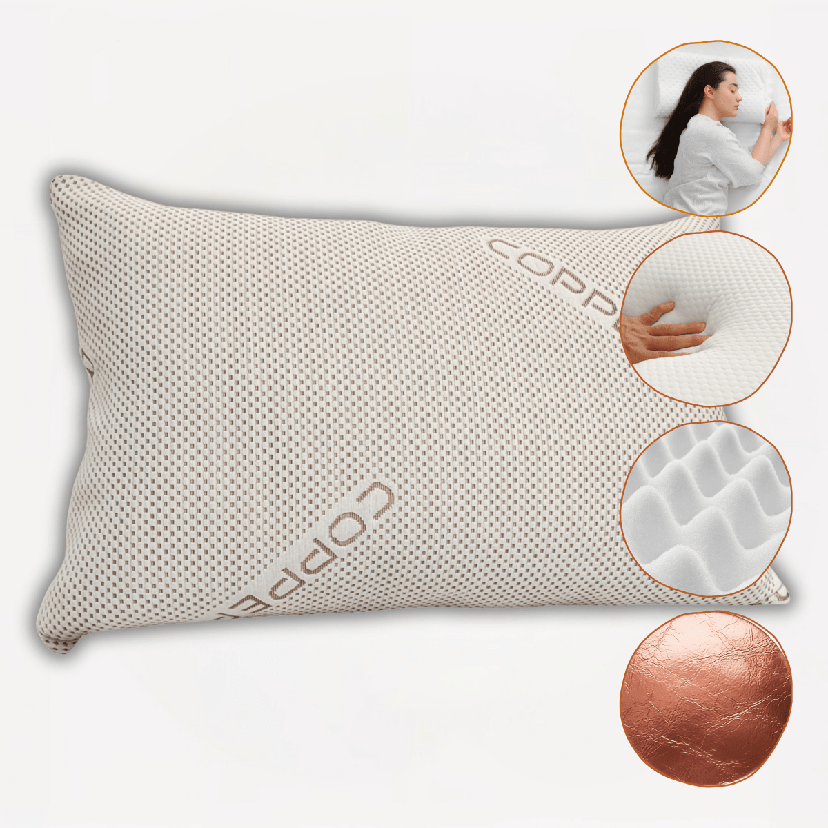 OLIVIA ROCCO Copper Infused Memory Foam Pillow For Skin Health Hypoallergenic Super Soft Hotel - Style Comfort - Joe’s Haven