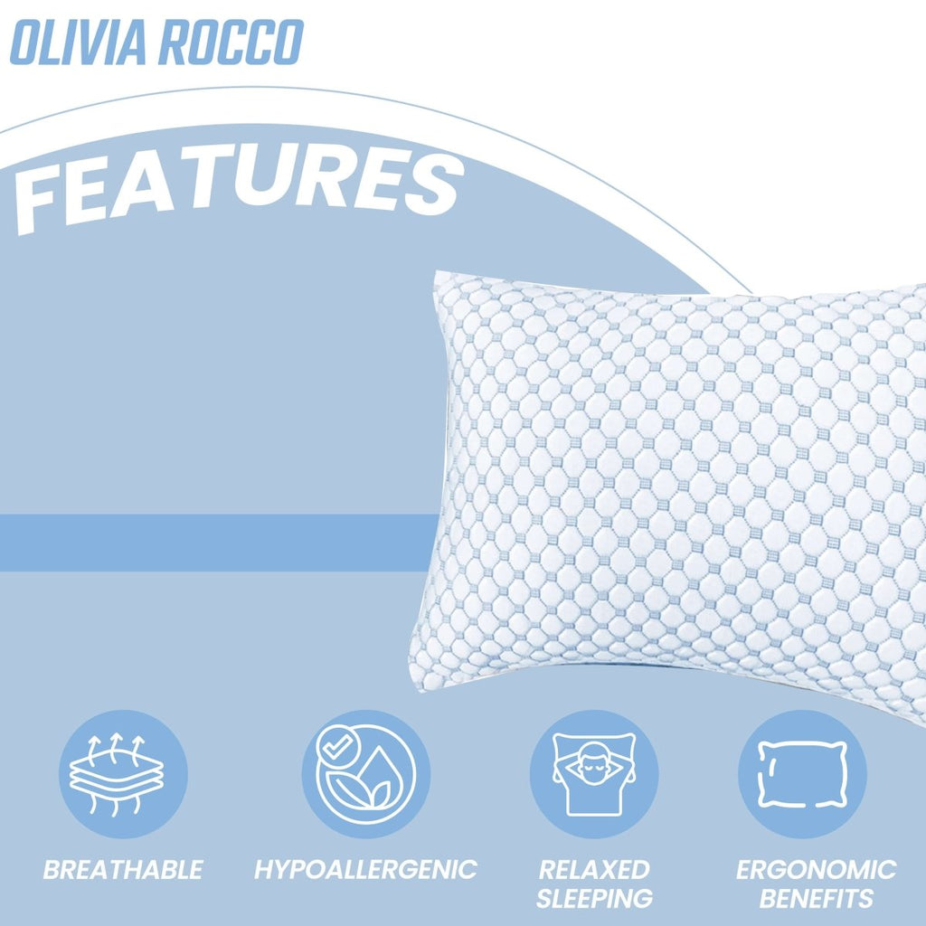 OLIVIA ROCCO Ice Cool Hypoallergenic Cooling Memory Foam Pillow for Cold Night Comfort - Joe’s Haven