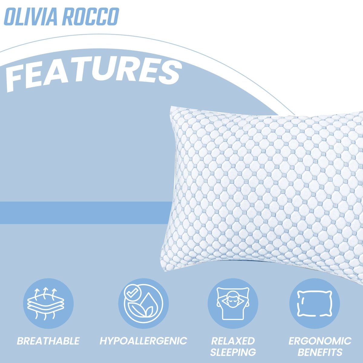 OLIVIA ROCCO Ice Cool Hypoallergenic Cooling Memory Foam Pillow for Cold Night Comfort - Joe’s Haven
