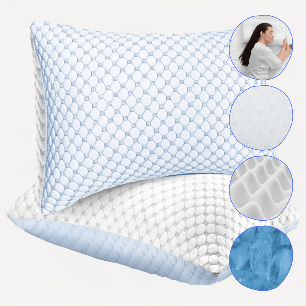OLIVIA ROCCO Ice Cool Hypoallergenic Cooling Memory Foam Pillow for Cold Night Comfort - Joe’s Haven