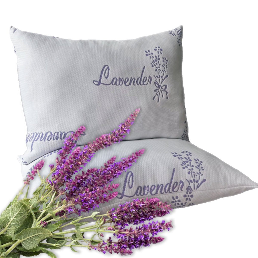 OLIVIA ROCCO Lavender Infused Microfibre Hotel Pillow Medium Support Hypoallergenic Side - Joe’s Haven