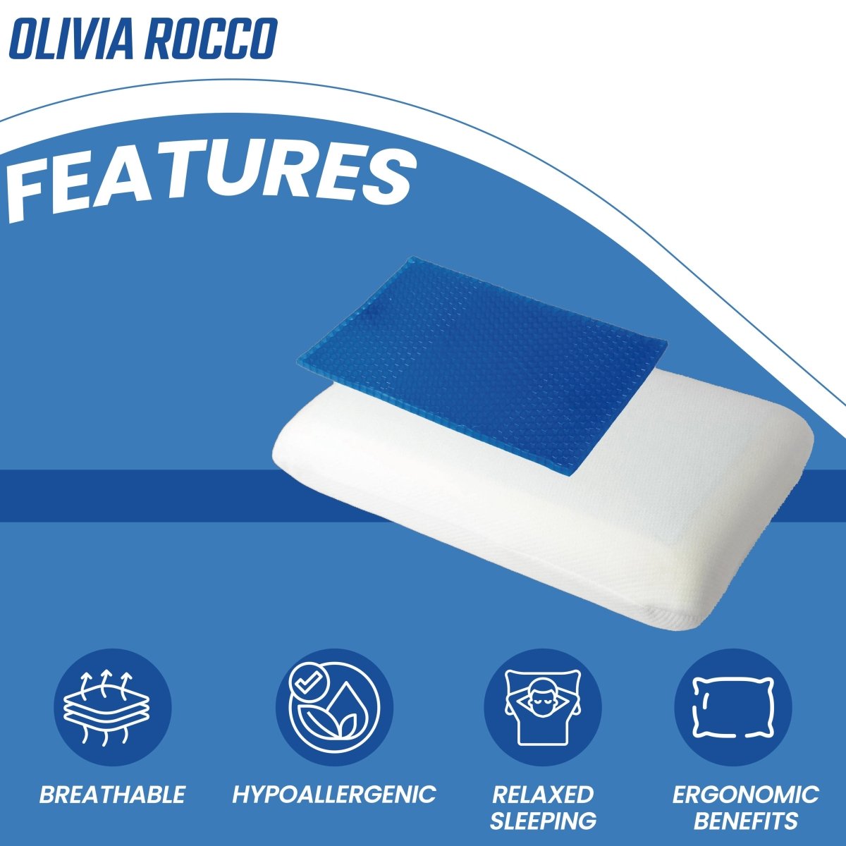 OLIVIA ROCCO Cooling Gel Memory Foam Pillow With Breathable Cover Orthopaedic Support - Joe’s Haven