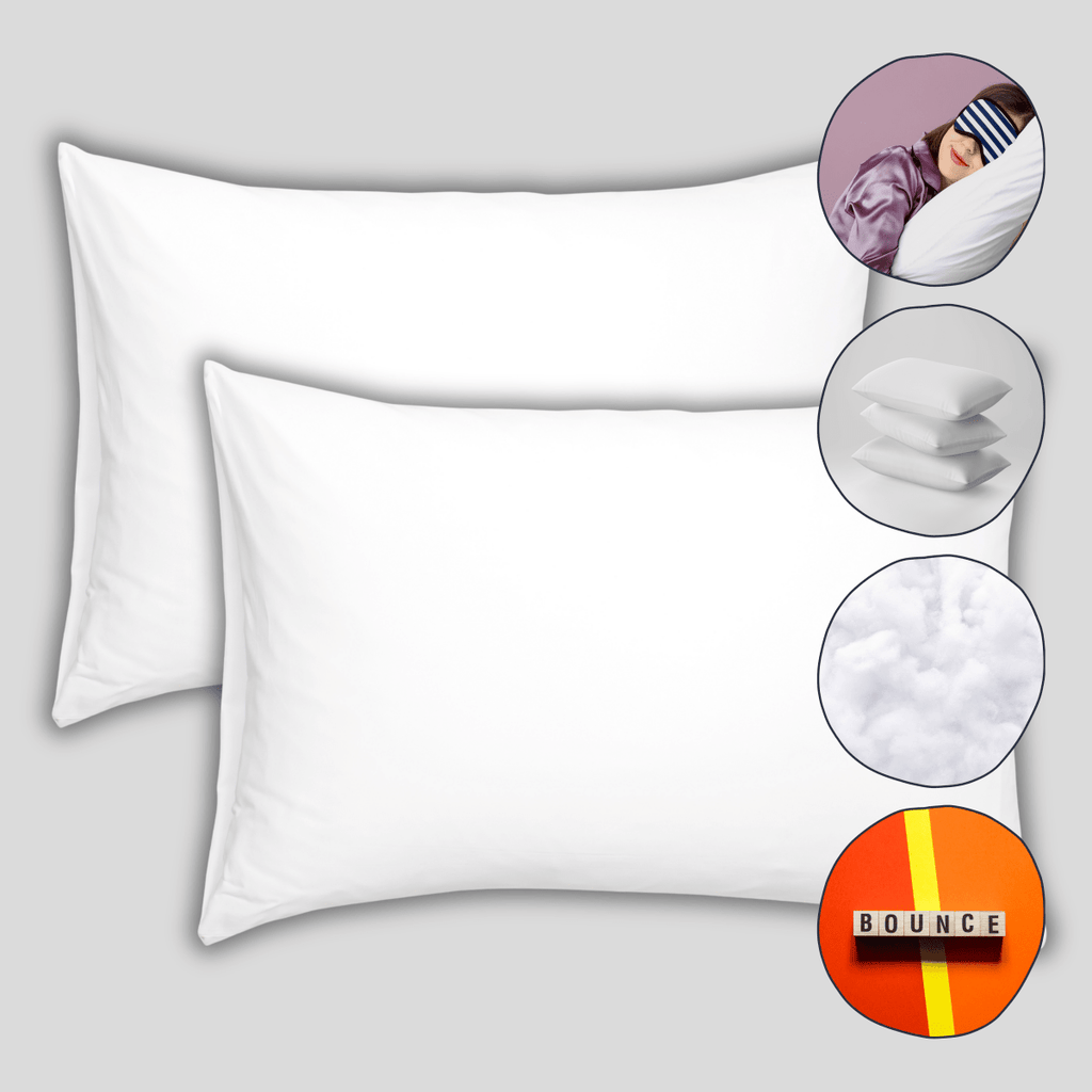 OLIVIA ROCCO 2 Pack Super Bounce Back Pillows Luxury Fibre Filling Soft To Medium - Joe’s Haven