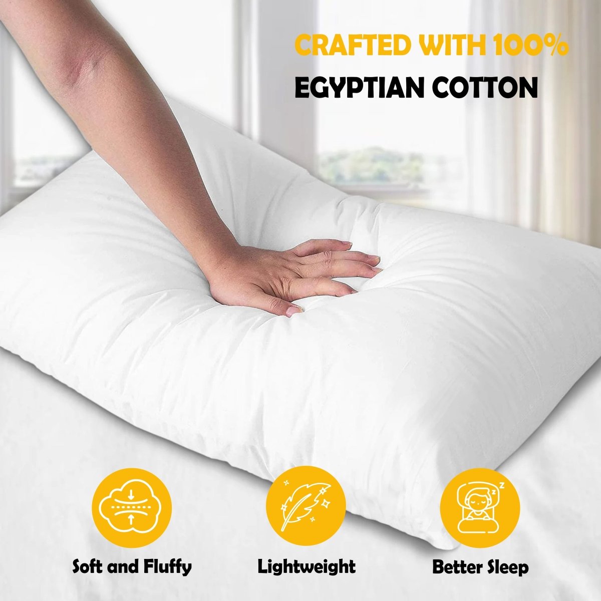 OLIVIA ROCCO 2 Pack Egyptian Cotton Blend Pillows Hotel Quality Soft Medium Support - Joe’s Haven