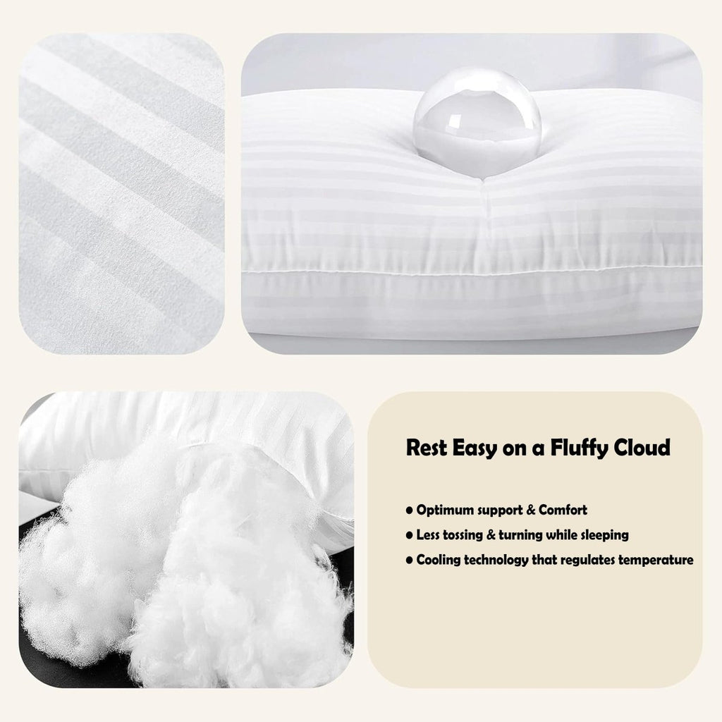 OLIVIA ROCCO 2 Pack Luxury Hotel Pillows Hypoallergenic Hollowfibre Soft Medium Support - Joe’s Haven