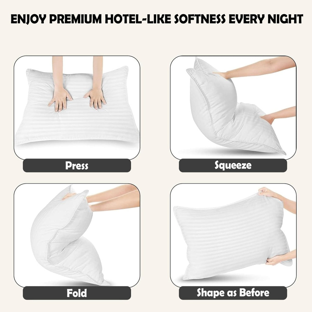 OLIVIA ROCCO 2 Pack Luxury Hotel Pillows Hypoallergenic Hollowfibre Soft Medium Support - Joe’s Haven