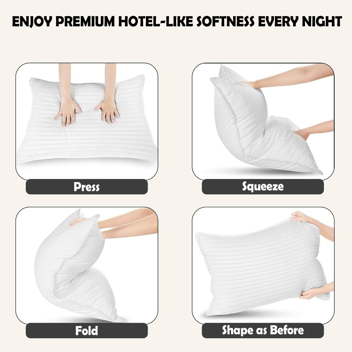 OLIVIA ROCCO 2 Pack Luxury Hotel Pillows Hypoallergenic Hollowfibre Soft Medium Support - Joe’s Haven