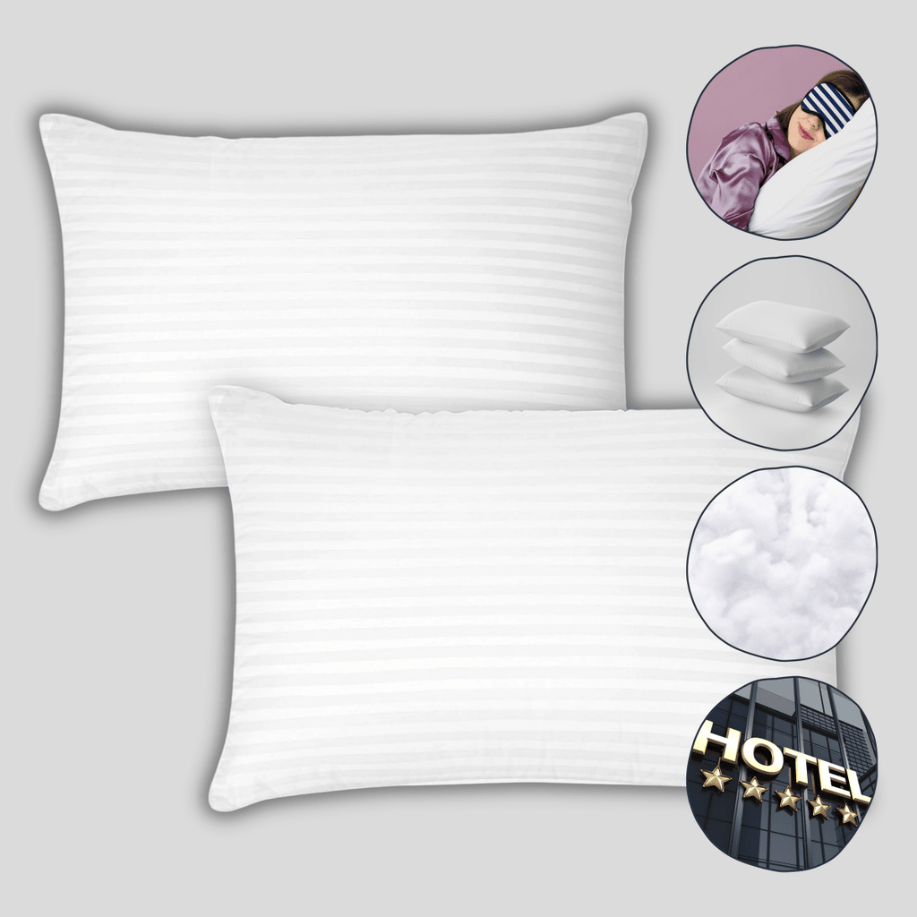 OLIVIA ROCCO 2 Pack Luxury Hotel Pillows Hypoallergenic Hollowfibre Soft Medium Support - Joe’s Haven