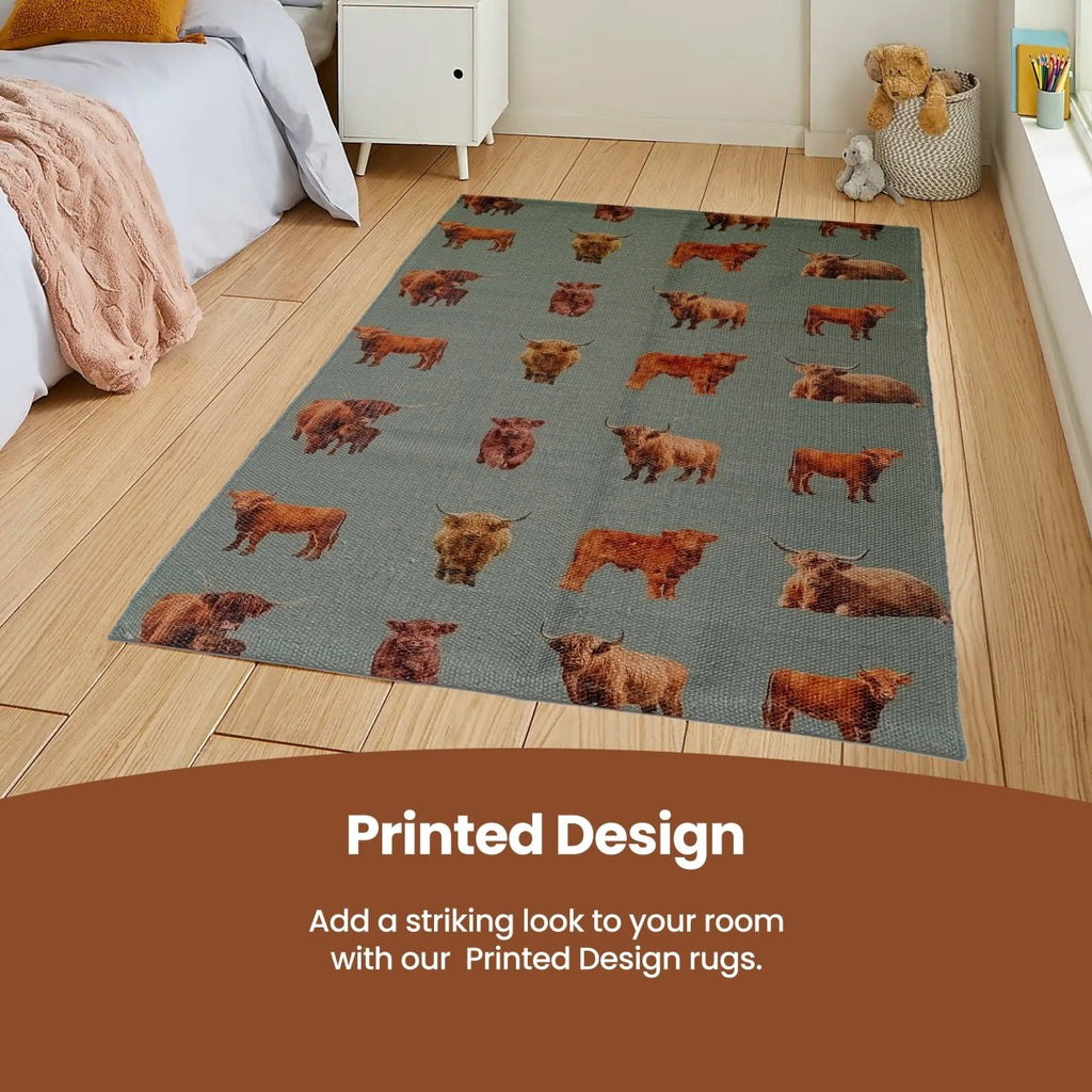 OLIVIA ROCCO Highland Cow Animal Print Non Slip Soft Durable Rug For Living Room Bedroom - Joe’s Haven