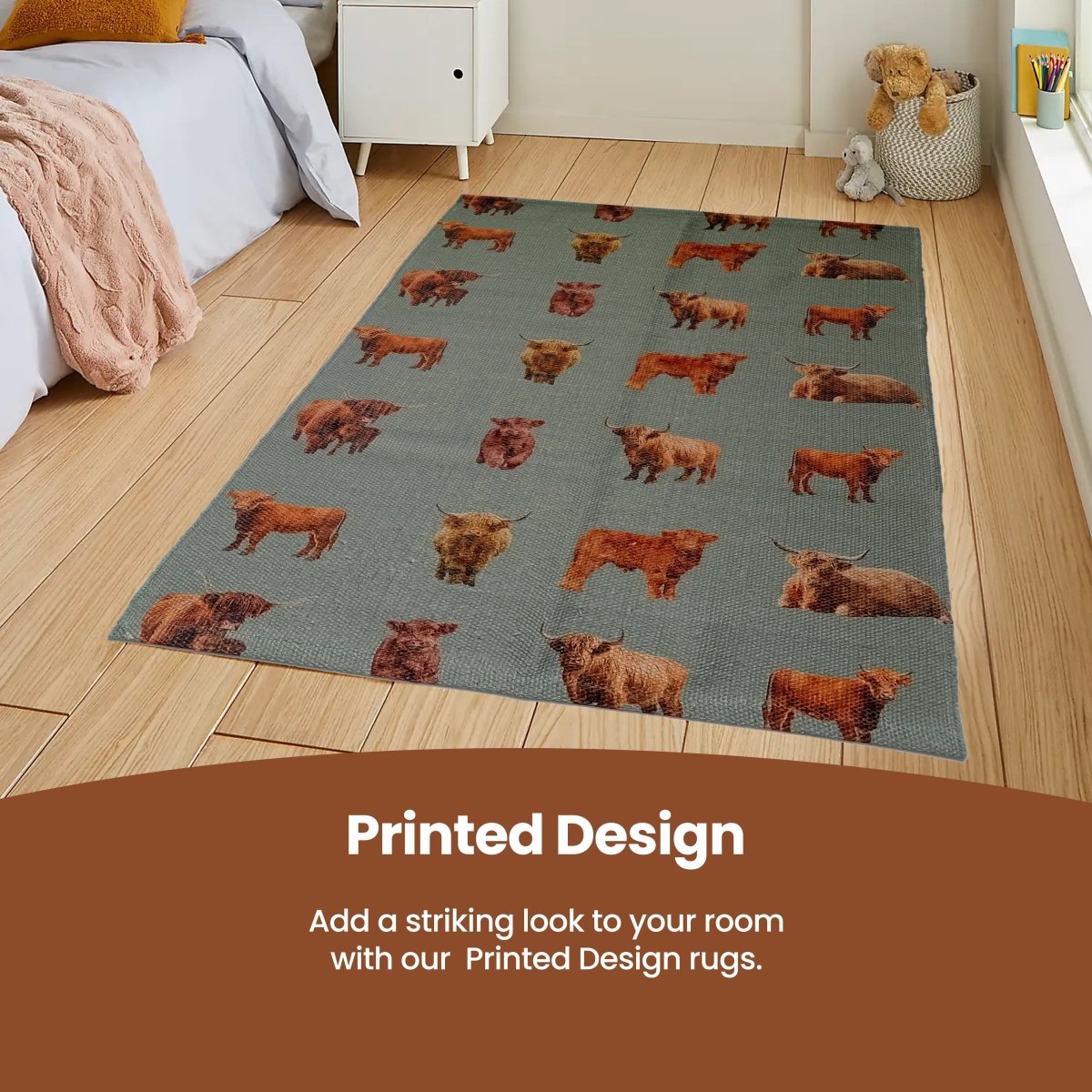 OLIVIA ROCCO Highland Cow Animal Print Non Slip Soft Durable Rug For Living Room Bedroom - Joe’s Haven