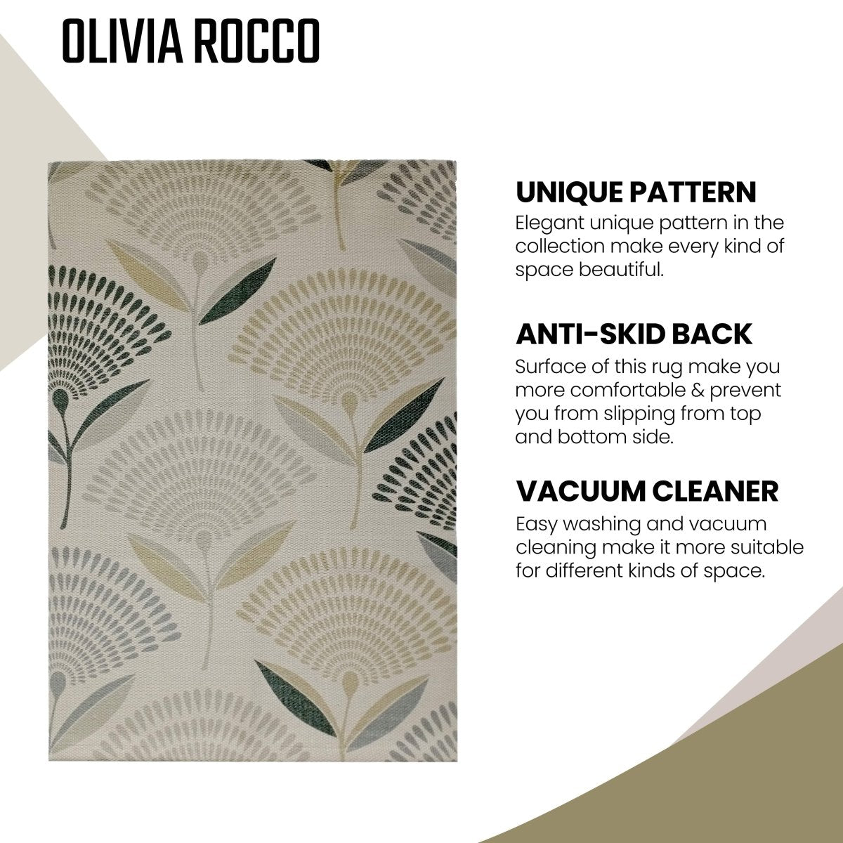 OLIVIA ROCCO Printed Rug Linnea Design Non Slip Soft Durable Floor Rug For Living Room - Joe’s Haven