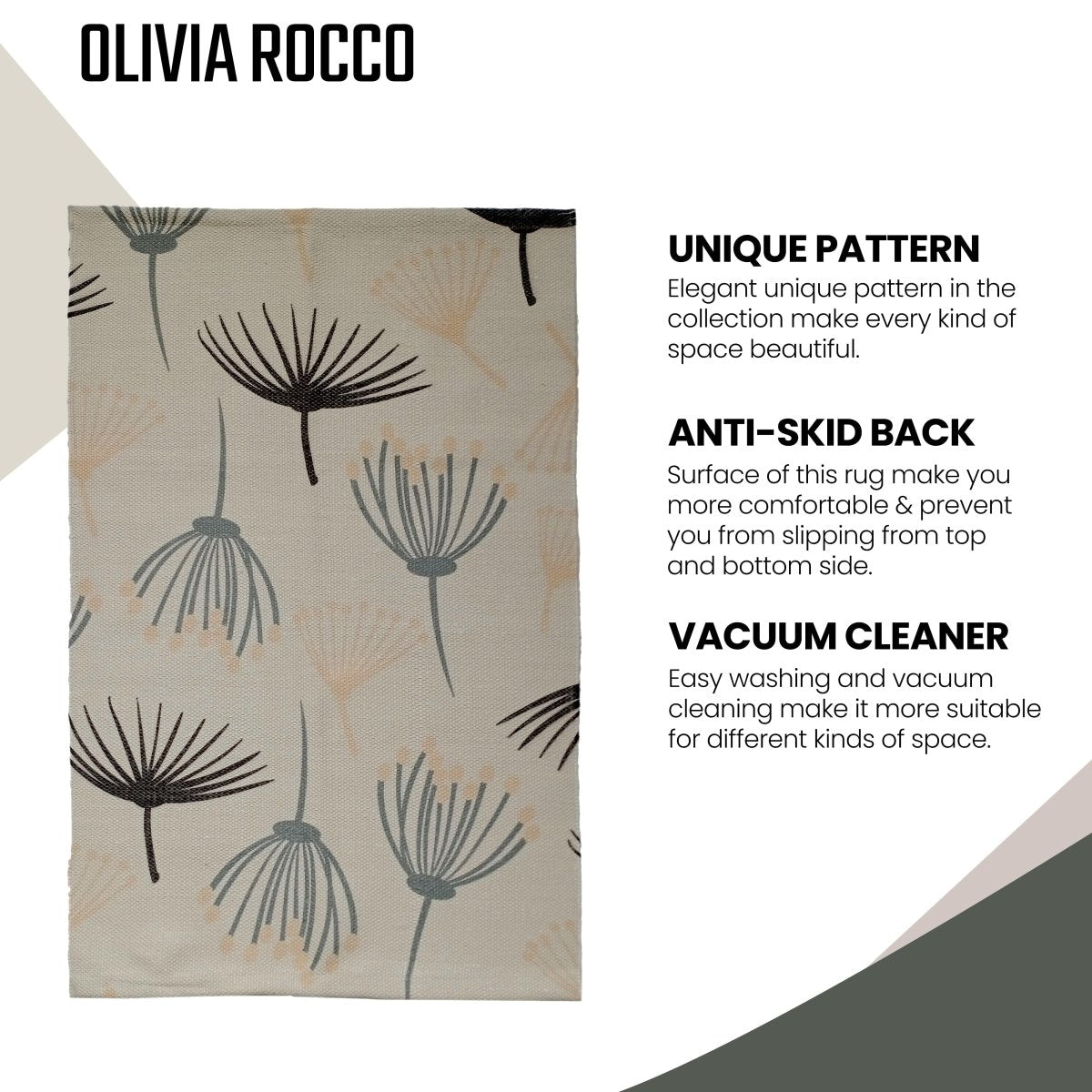 OLIVIA ROCCO Printed Rug Nina Design Colour Non - Slip Modern Floor Rug For Living Room - Joe’s Haven