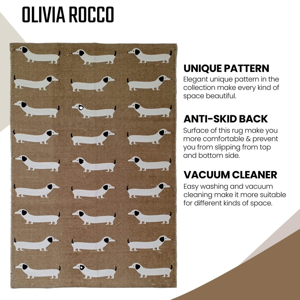 OLIVIA ROCCO Animal Print Sausage Dog Non - Slip Rug Eco - Friendly Durable Floor Rug - Joe’s Haven