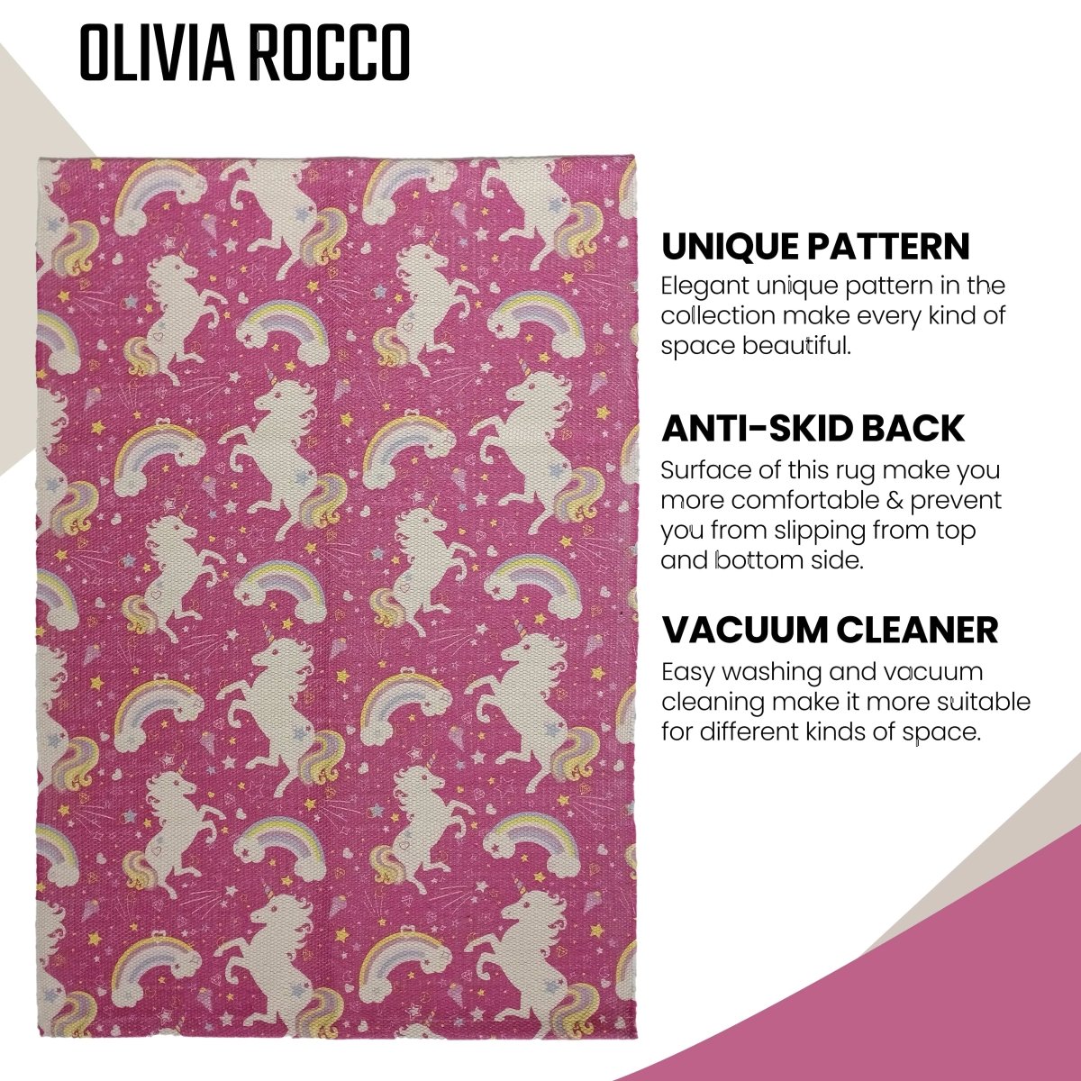 OLIVIA ROCCO Animal Print Unicorn Rug Non Slip Soft Durable Eco Friendly Floor Rug - Joe’s Haven