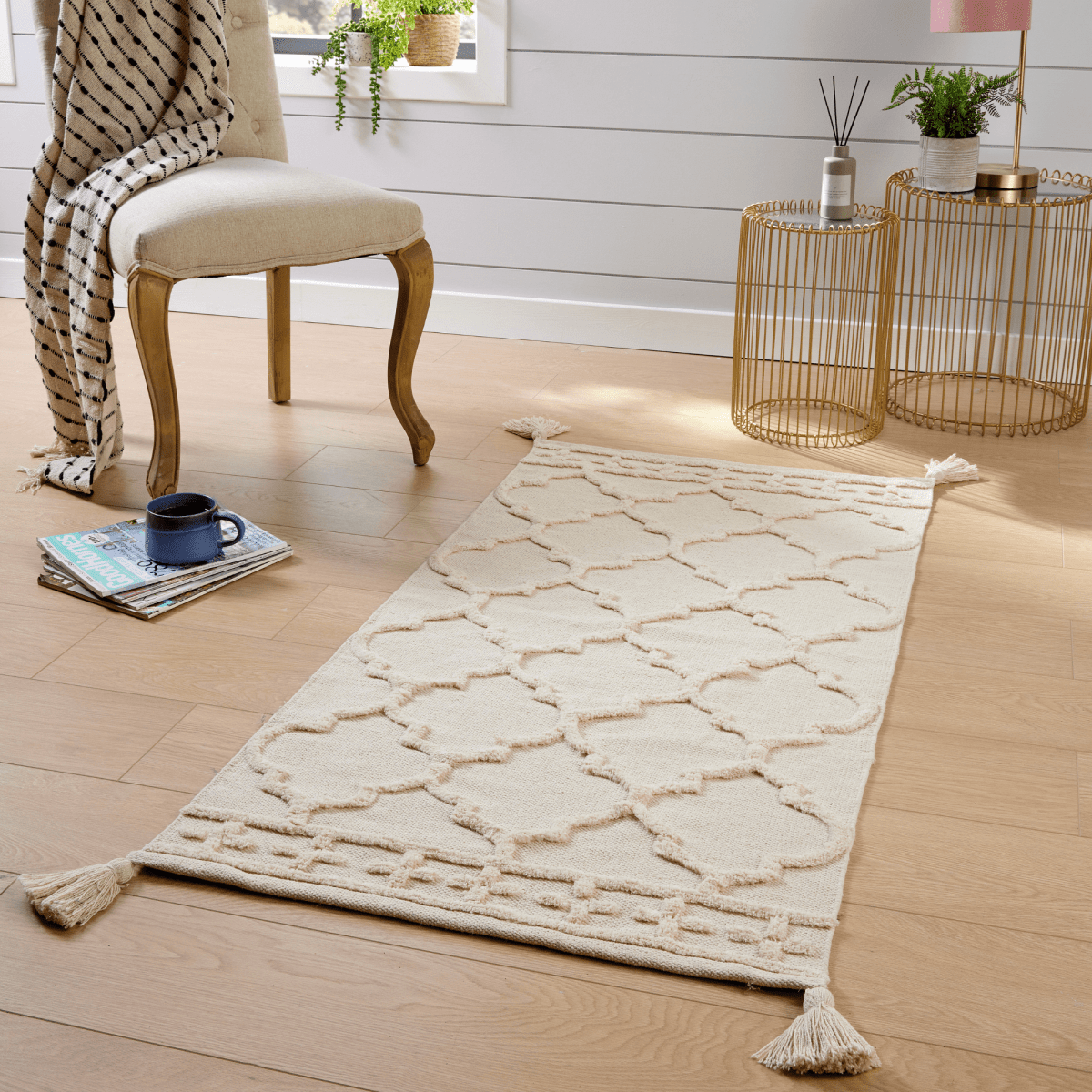 OLIVIA ROCCO Marrakesh Hand Woven Cotton Rug Eco Friendly Durable Carpet For Living Room - Joe’s Haven