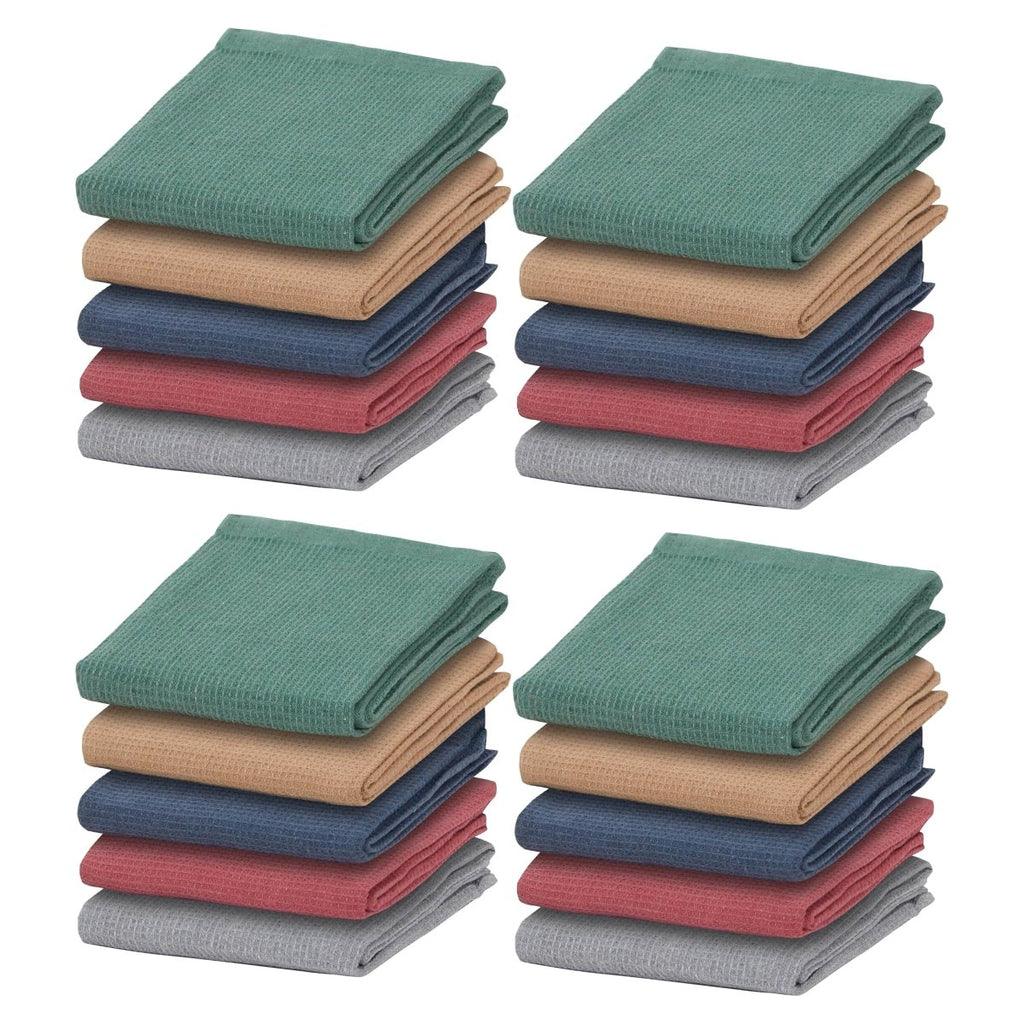 OLIVIA ROCCO 20 Pack Tea Towel Set Waffle Weave 100% Cotton Absorbent Durable Kitchen - Joe’s Haven