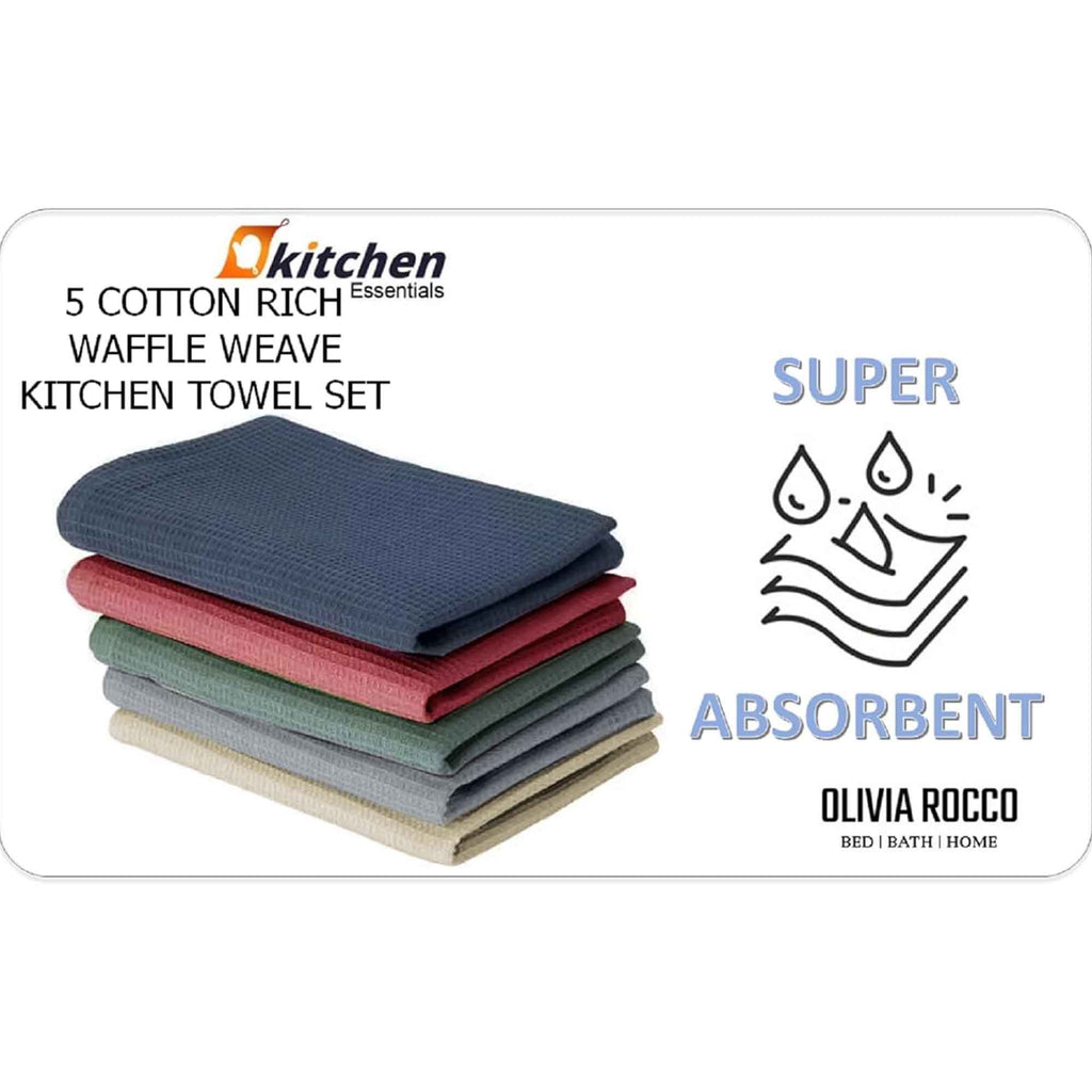 OLIVIA ROCCO 20 Pack Tea Towel Set Waffle Weave 100% Cotton Absorbent Durable Kitchen - Joe’s Haven