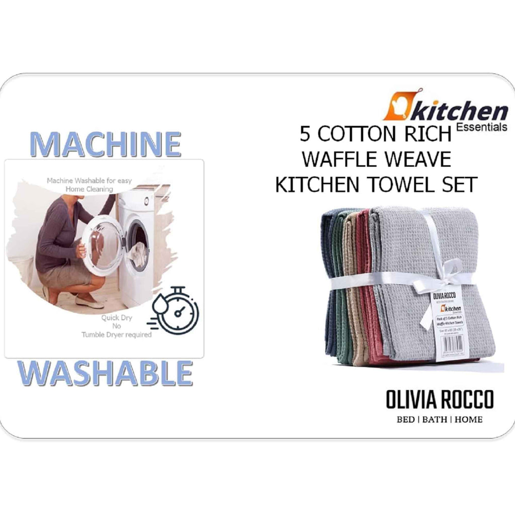 OLIVIA ROCCO 20 Pack Tea Towel Set Waffle Weave 100% Cotton Absorbent Durable Kitchen - Joe’s Haven