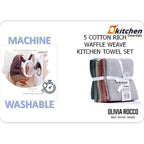OLIVIA ROCCO 20 Pack Tea Towel Set Waffle Weave 100% Cotton Absorbent Durable Kitchen - Joe’s Haven