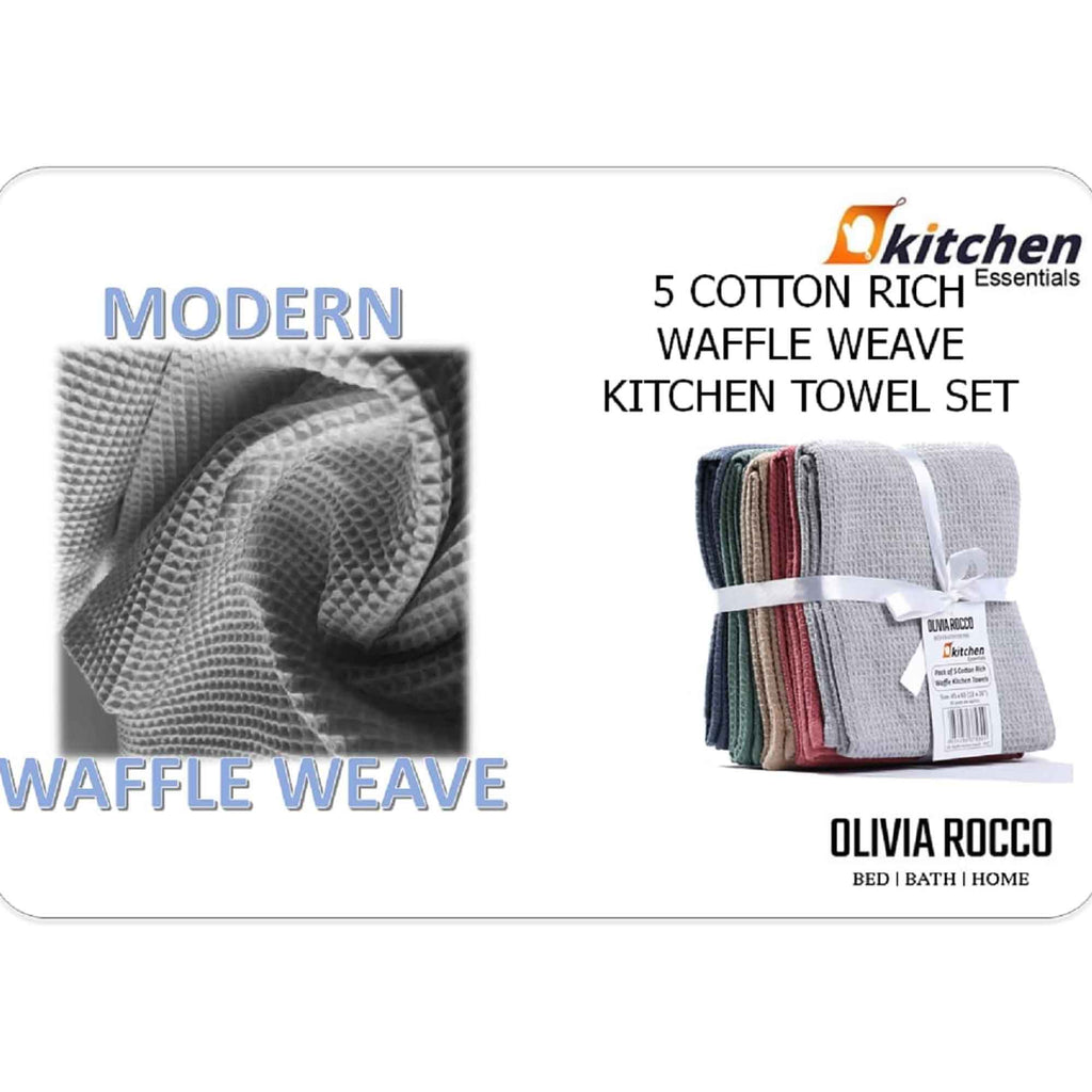 OLIVIA ROCCO 20 Pack Tea Towel Set Waffle Weave 100% Cotton Absorbent Durable Kitchen - Joe’s Haven
