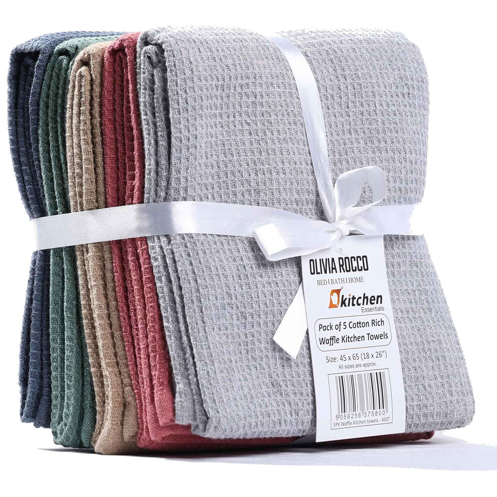 OLIVIA ROCCO 20 Pack Tea Towel Set Waffle Weave 100% Cotton Absorbent Durable Kitchen - Joe’s Haven