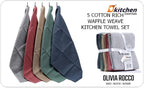 OLIVIA ROCCO 5 Pack Ultra Absorbent Waffle Kitchen Tea Towels Soft Cotton Assorted - Joe’s Haven