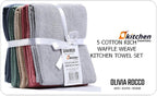 OLIVIA ROCCO 5 Pack Ultra Absorbent Waffle Kitchen Tea Towels Soft Cotton Assorted - Joe’s Haven