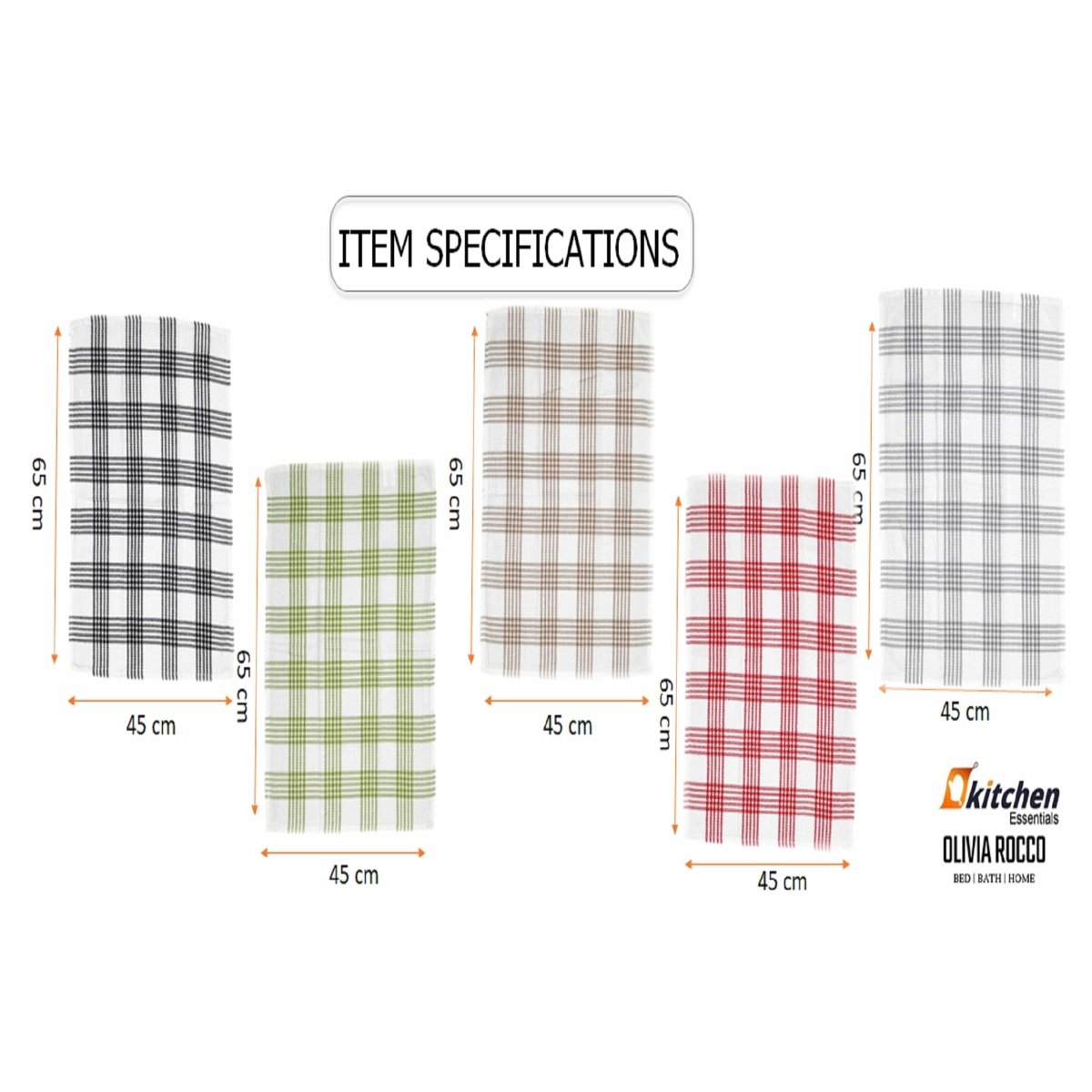 OLIVIA ROCCO Pack of 5 Houndstooth Cotton Tea Towels 45cm X 65cm Super Absorbent Quick - Joe’s Haven