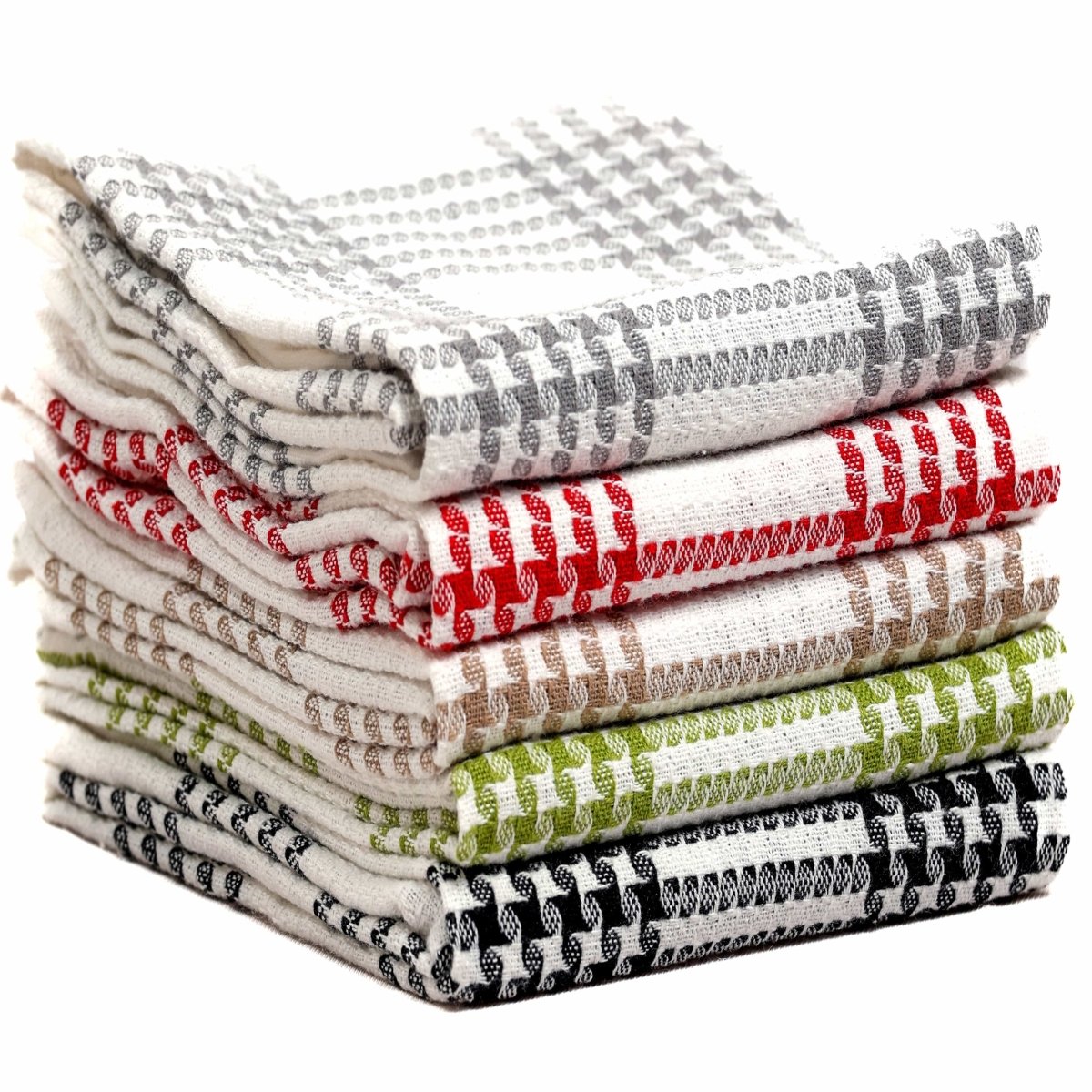 OLIVIA ROCCO Pack of 5 Houndstooth Cotton Tea Towels 45cm X 65cm Super Absorbent Quick - Joe’s Haven