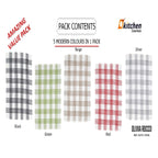 OLIVIA ROCCO Pack of 5 Houndstooth Cotton Tea Towels 45cm X 65cm Super Absorbent Quick - Joe’s Haven