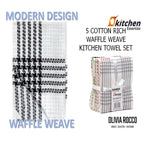 OLIVIA ROCCO Pack of 5 Houndstooth Cotton Tea Towels 45cm X 65cm Super Absorbent Quick - Joe’s Haven