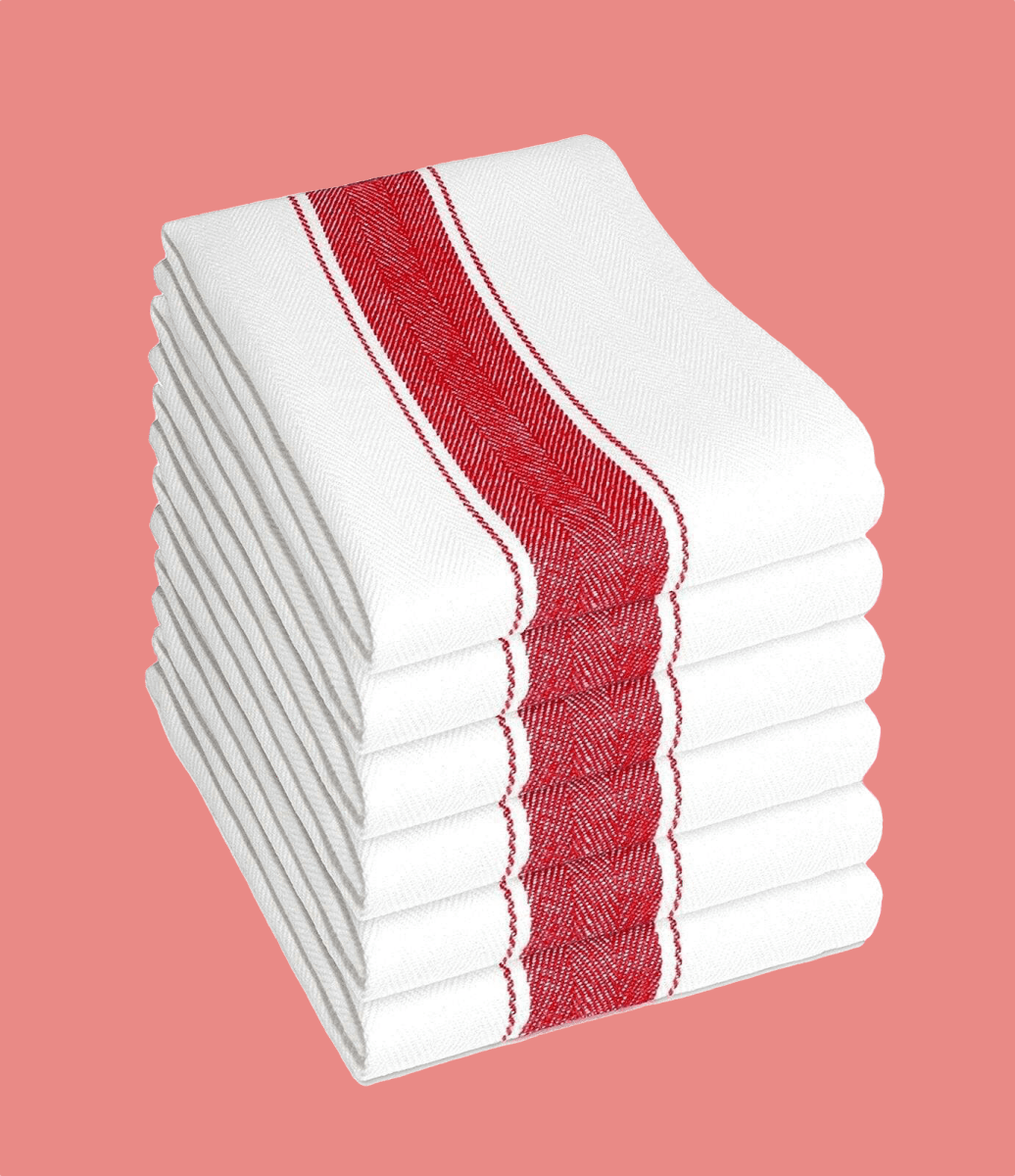 OLIVIA ROCCO Herringbone Tea Towels 100% Cotton Pack Of 6 50 By 75 Cm High Absorbency - Joe’s Haven