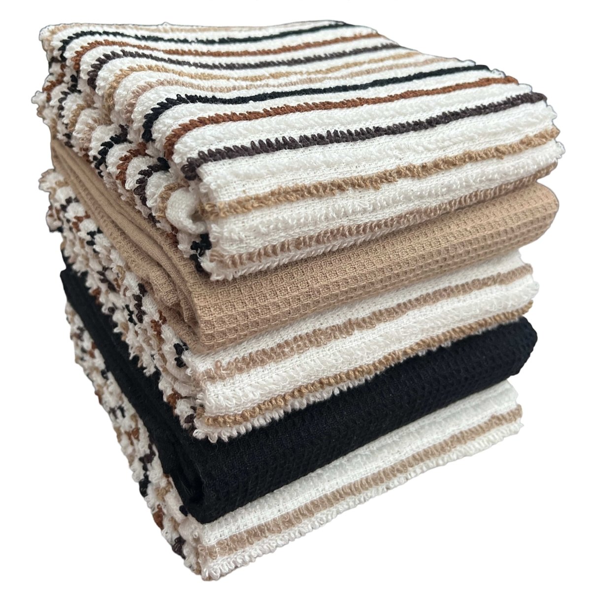 OLIVIA ROCCO 5 Pack Cotton Kitchen Tea Towels Striped Ribbed Waffle 45cm x 65cm Quick Dry - Joe’s Haven