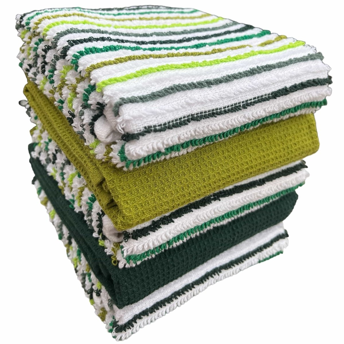 OLIVIA ROCCO 5 Pack Cotton Kitchen Tea Towels Striped Ribbed Waffle 45cm x 65cm Quick Dry - Joe’s Haven