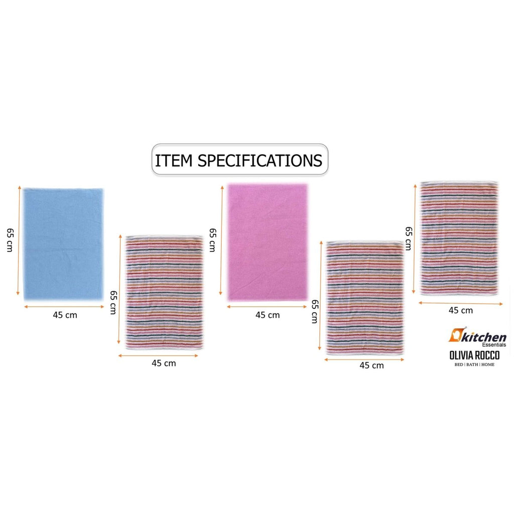 OLIVIA ROCCO 5 Pack Cotton Kitchen Tea Towels Striped Ribbed Waffle 45cm x 65cm Quick Dry - Joe’s Haven