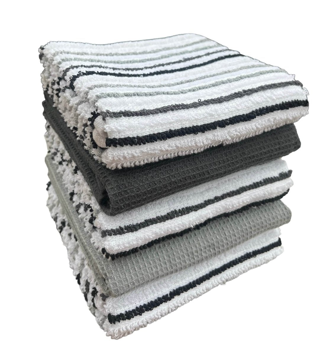 OLIVIA ROCCO 5 Pack Cotton Kitchen Tea Towels Striped Ribbed Waffle 45cm x 65cm Quick Dry - Joe’s Haven