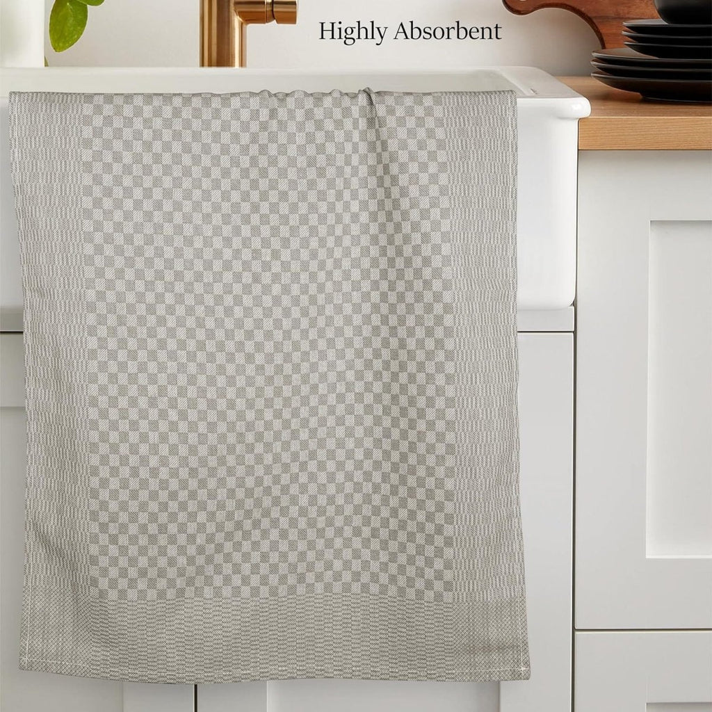 OLIVIA ROCCO Pack Of 5 Large 100% Cotton Tea Towels Quick Dry Check Pattern Dish Cloths - Joe’s Haven
