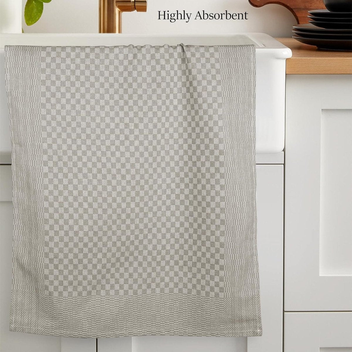 OLIVIA ROCCO Pack Of 5 Large 100% Cotton Tea Towels Quick Dry Check Pattern Dish Cloths - Joe’s Haven