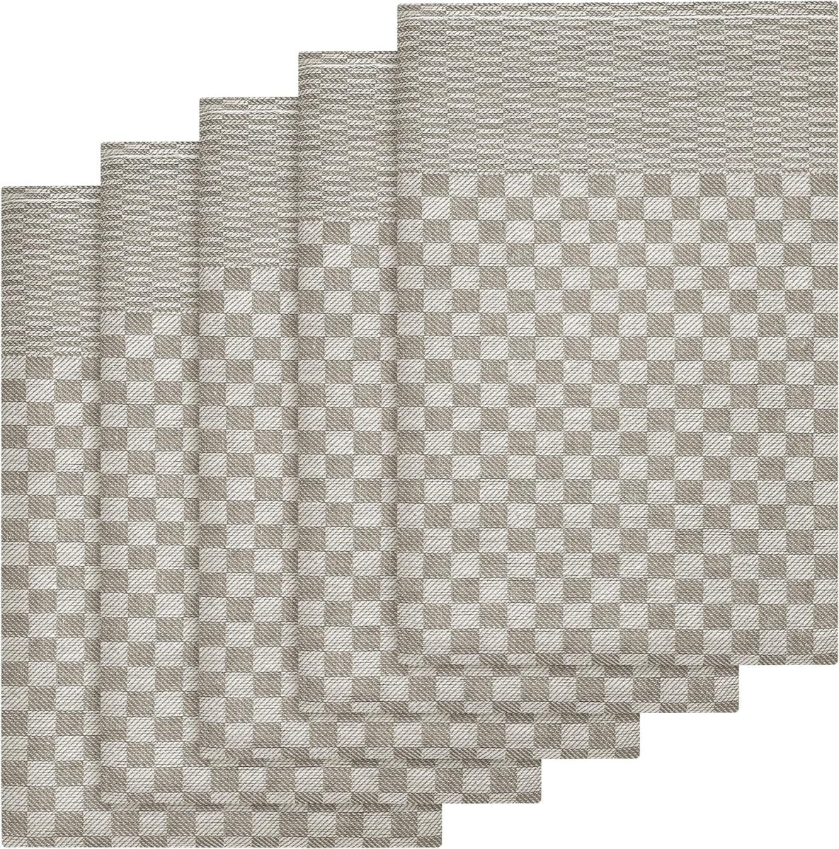 OLIVIA ROCCO Pack Of 5 Large 100% Cotton Tea Towels Quick Dry Check Pattern Dish Cloths - Joe’s Haven