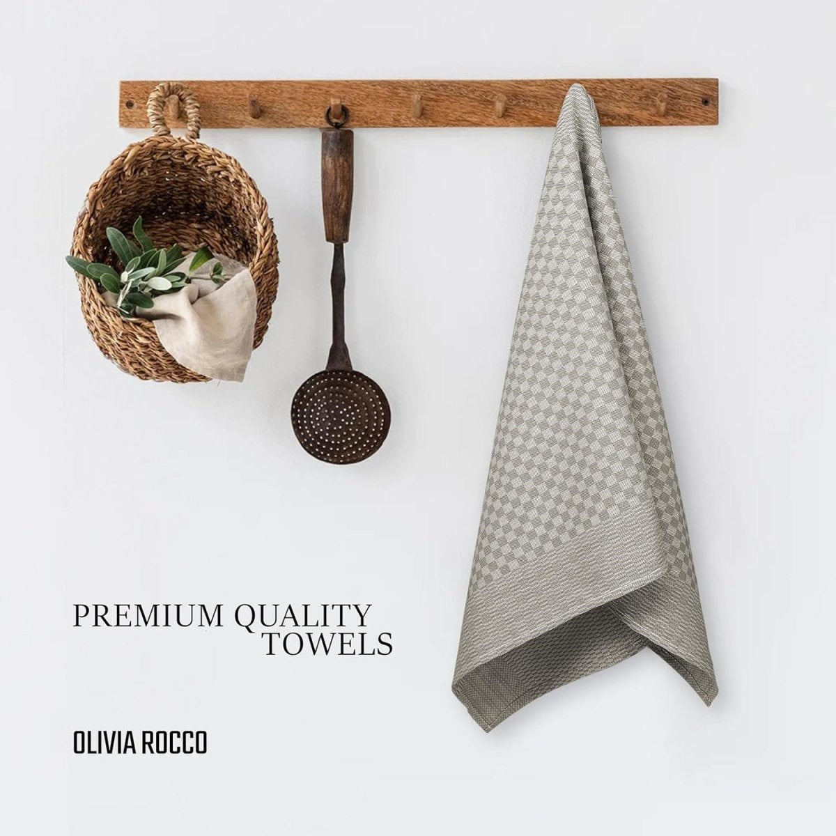 OLIVIA ROCCO Pack Of 5 Large 100% Cotton Tea Towels Quick Dry Check Pattern Dish Cloths - Joe’s Haven