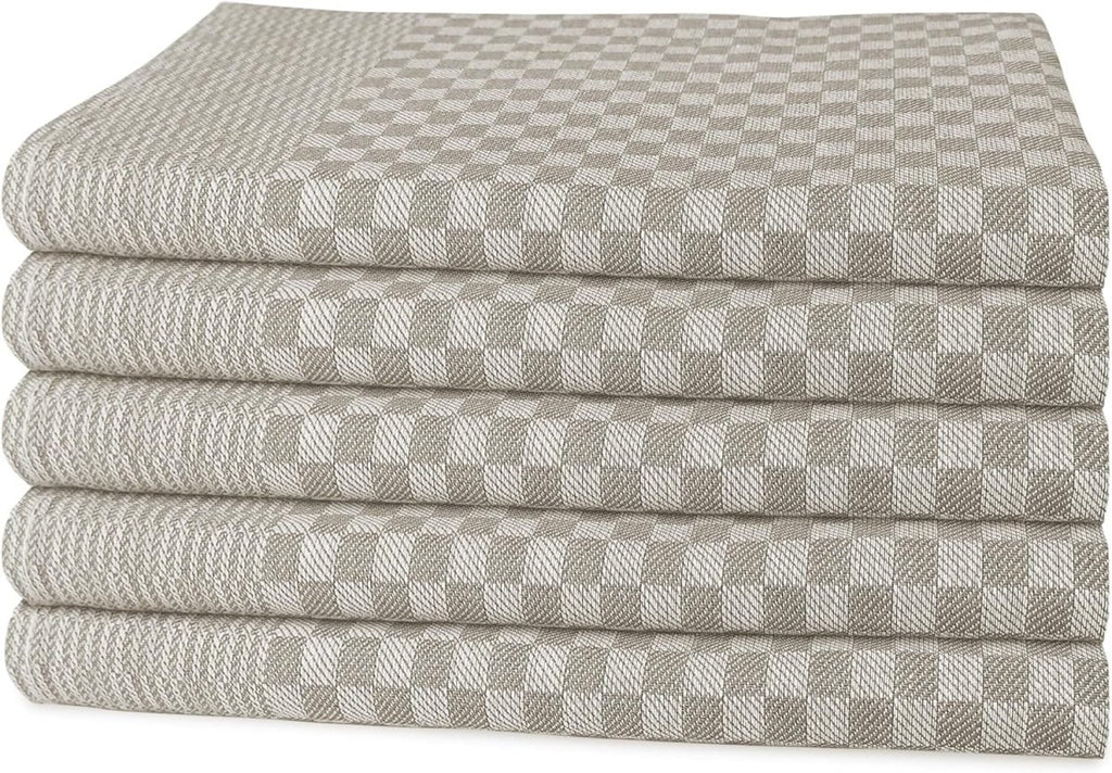 OLIVIA ROCCO Pack Of 5 Large 100% Cotton Tea Towels Quick Dry Check Pattern Dish Cloths - Joe’s Haven