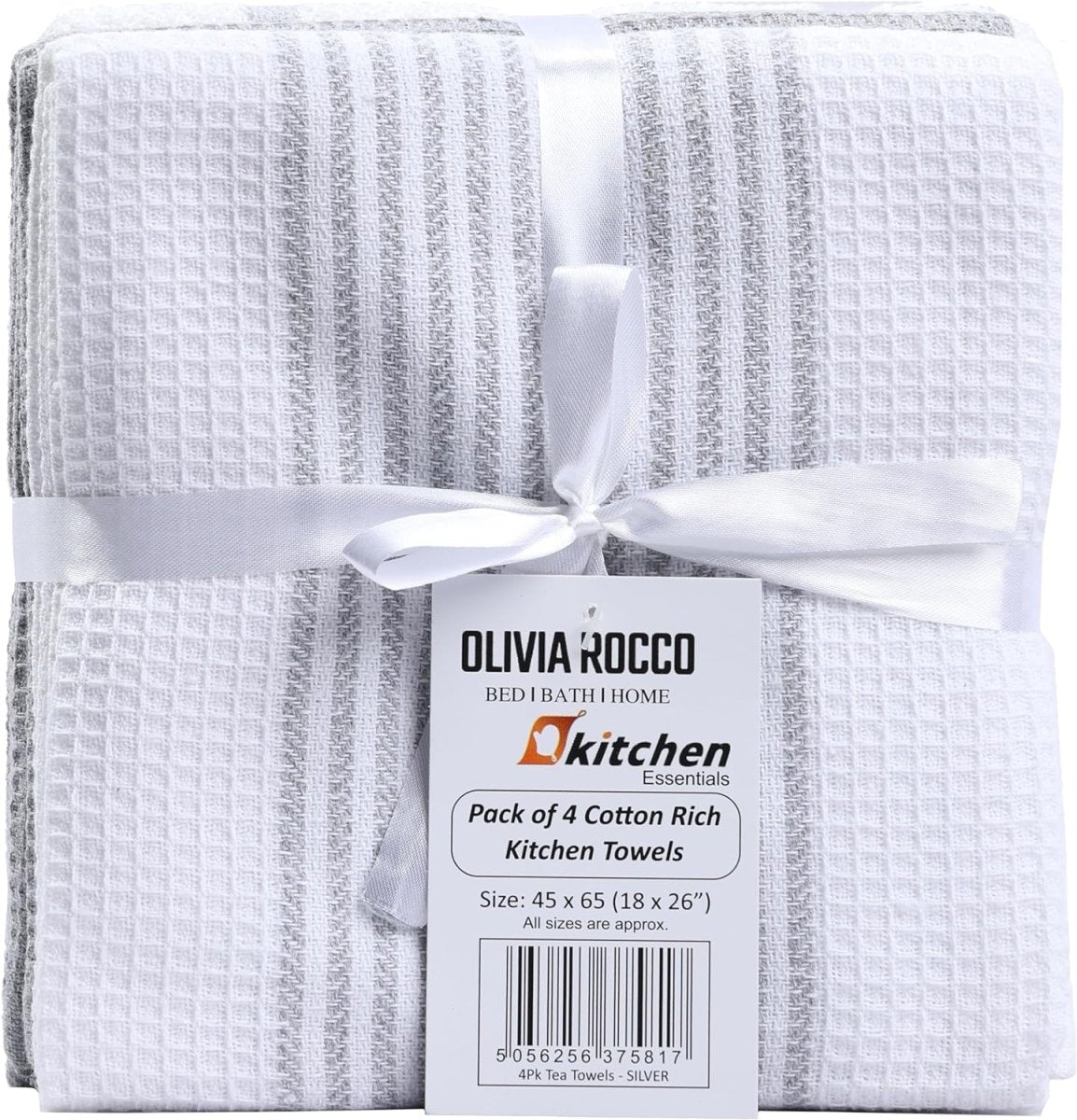 OLIVIA ROCCO Pack Of 4 Green Cotton Tea Towels 65x45 Cm High Absorbency Durable Super Soft Easy - Care Home Essential - Joe’s Haven
