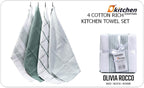 OLIVIA ROCCO Pack Of 4 Green Cotton Tea Towels 65x45 Cm High Absorbency Durable Super Soft Easy - Care Home Essential - Joe’s Haven