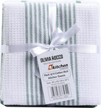 OLIVIA ROCCO Pack Of 4 Green Cotton Tea Towels 65x45 Cm High Absorbency Durable Super Soft Easy - Care Home Essential - Joe’s Haven