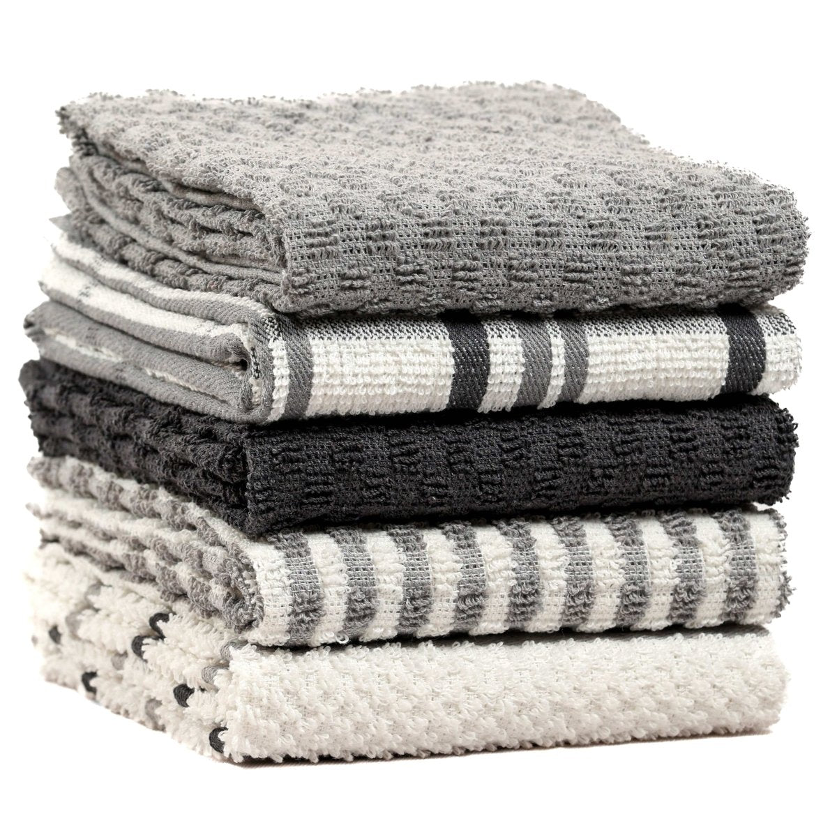 OLIVIA ROCCO 5 Pack Cotton Terry Kitchen Towels 45x65cm Super Absorbent Quick Drying - Joe’s Haven
