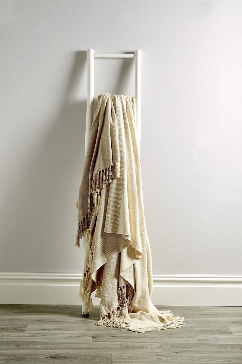 OLIVIA ROCCO Handwoven Large Check Pure Indian Cotton Throw Blanket With Tassels Eco - Joe’s Haven
