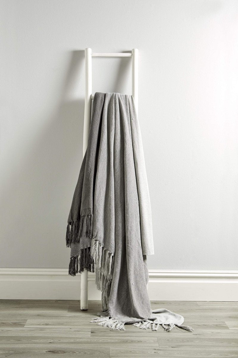 OLIVIA ROCCO Handwoven Large Check Pure Indian Cotton Throw Blanket With Tassels Eco - Joe’s Haven